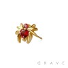 316L SURGICAL STEEL THREADLESS PUSH IN RED HEART CZ SPIDER TOP PART